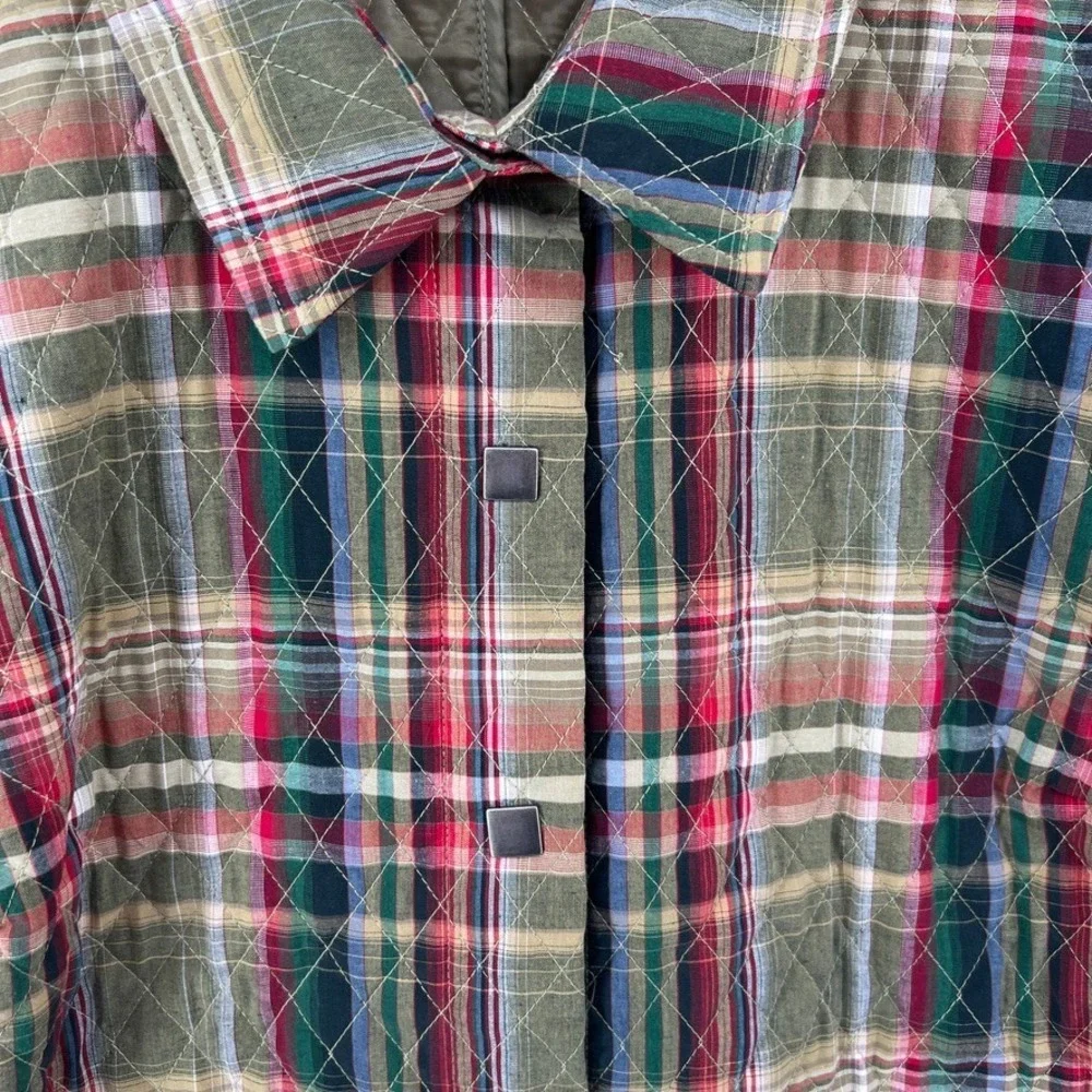 CJ Banks Plaid Quilted Vest Womens 3X Gorpcore Cabin Autumn Snap Front Country